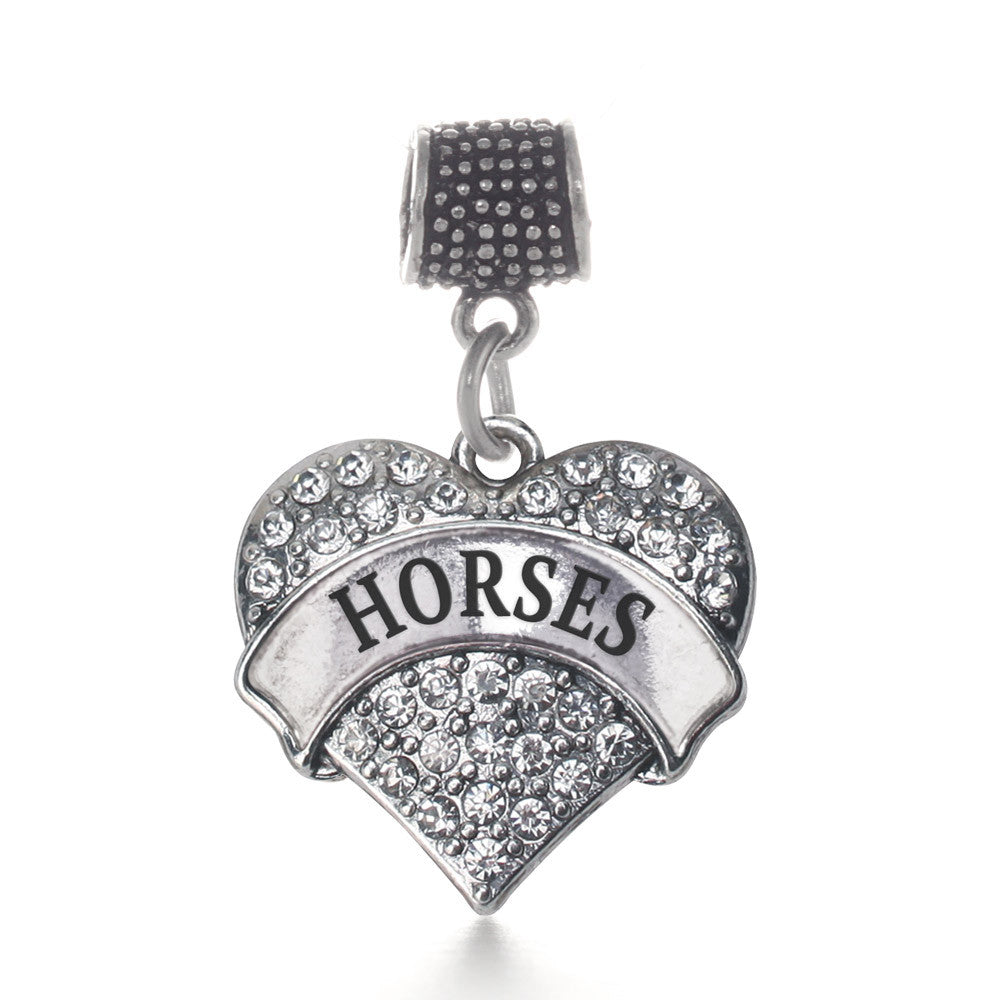 Horses Pave Heart Charm