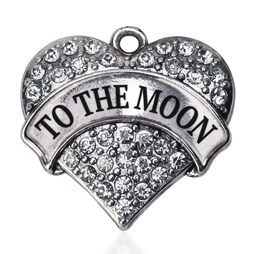 To The Moon Pave Heart Charm