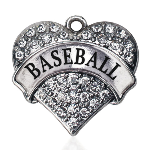 Baseball Pave Heart Charm