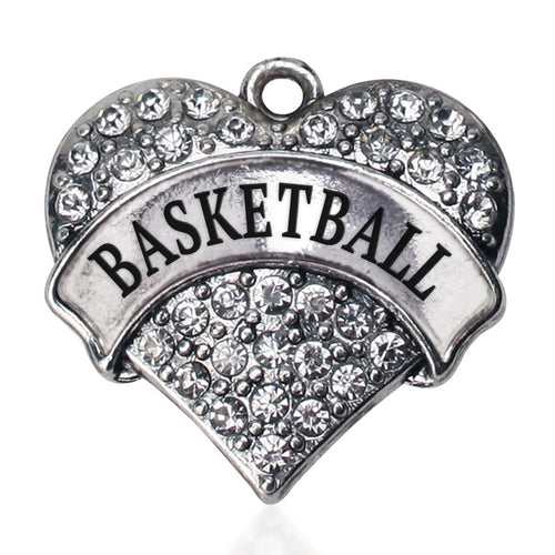 Basketball Pave Heart Charm