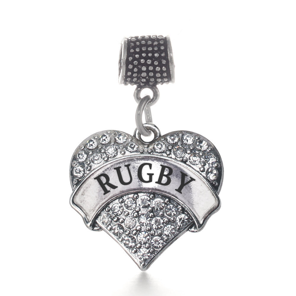 Rugby Pave Heart Charm