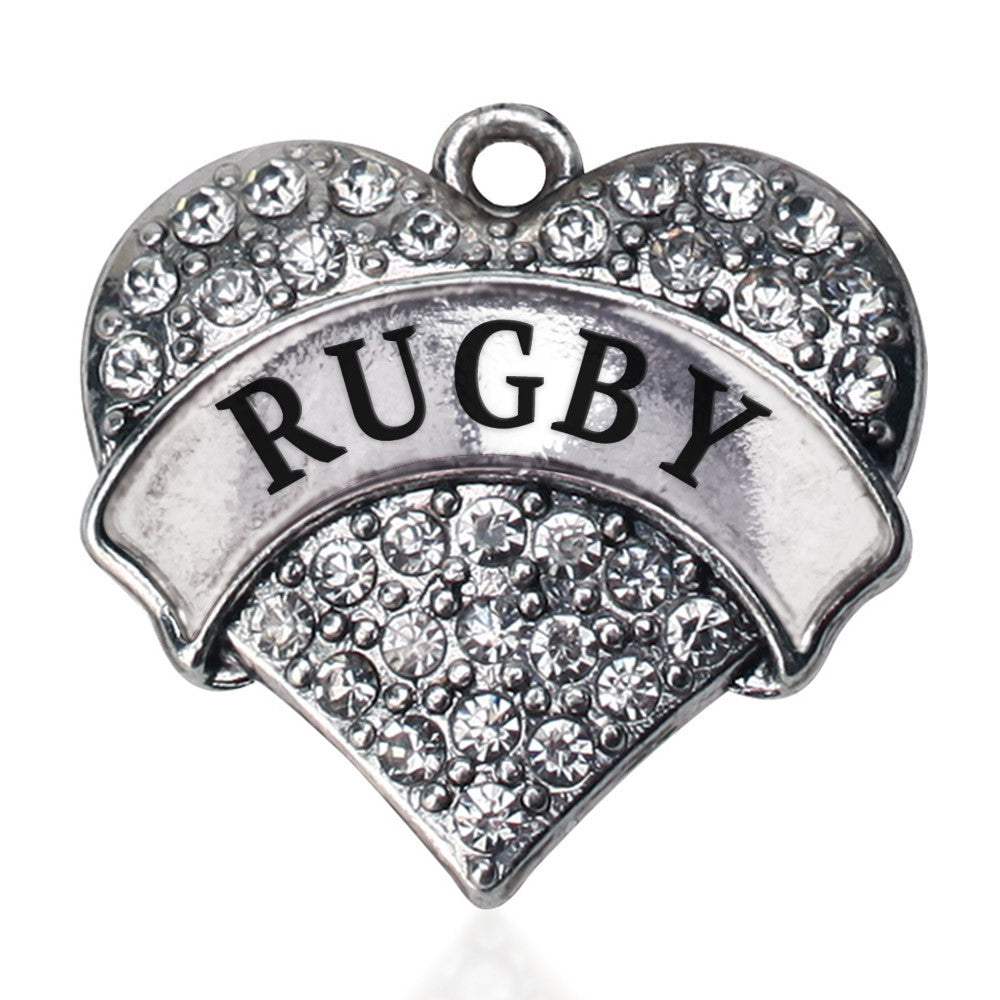 Rugby Pave Heart Charm