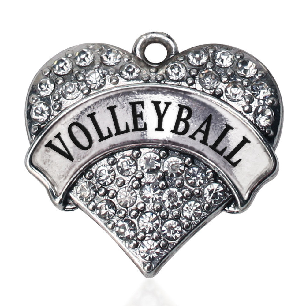 Volleyball Pave Heart Charm