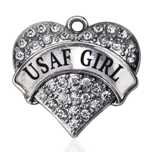 USAF Girl Pave Heart Charm