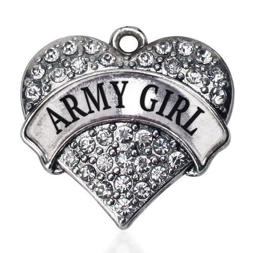 Army Girl Pave Heart Charm