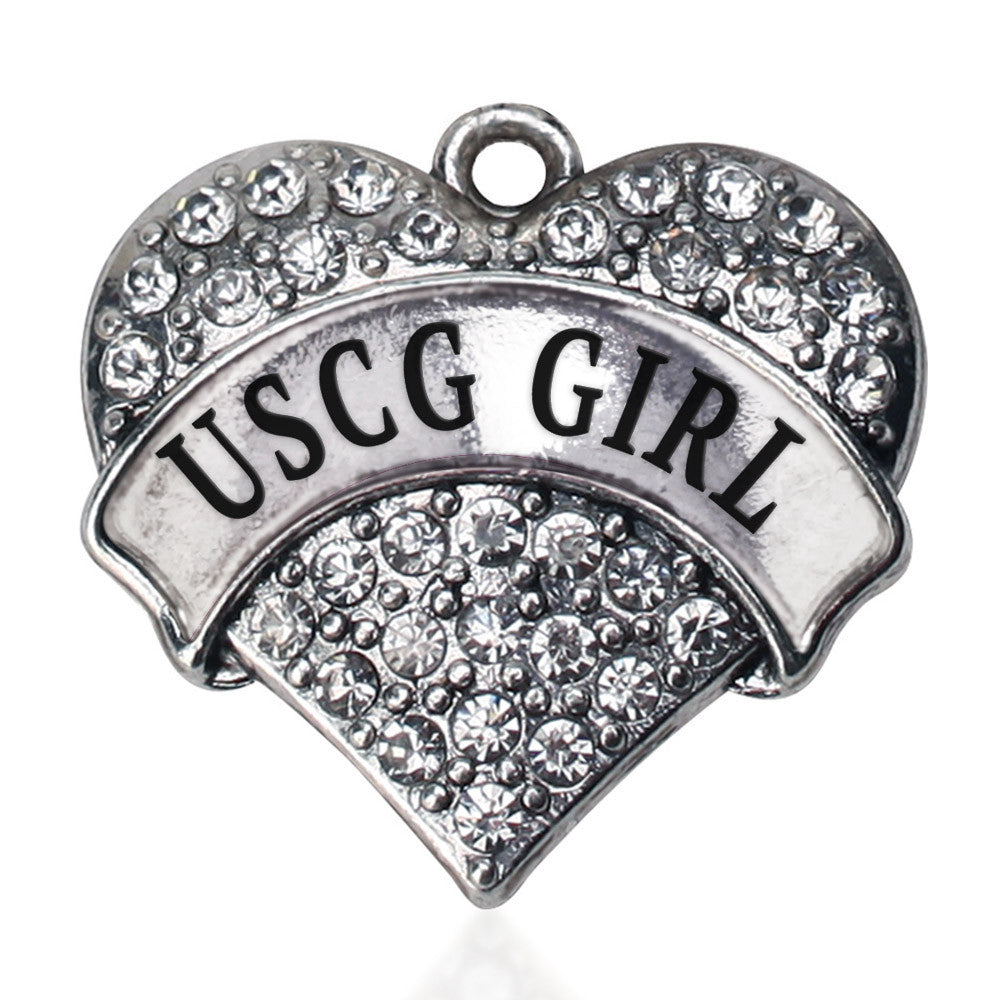 USCG Girl Pave Heart Charm