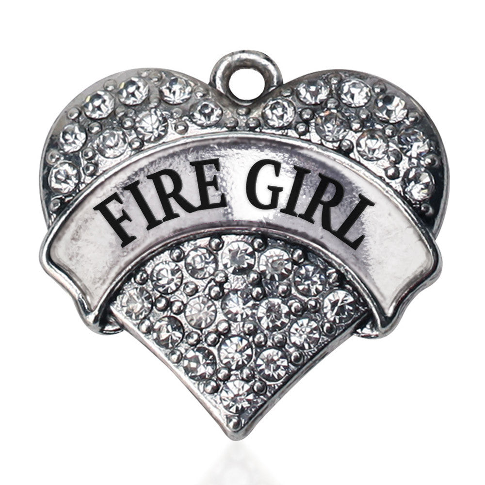 Fire Girl Pave Heart Charm
