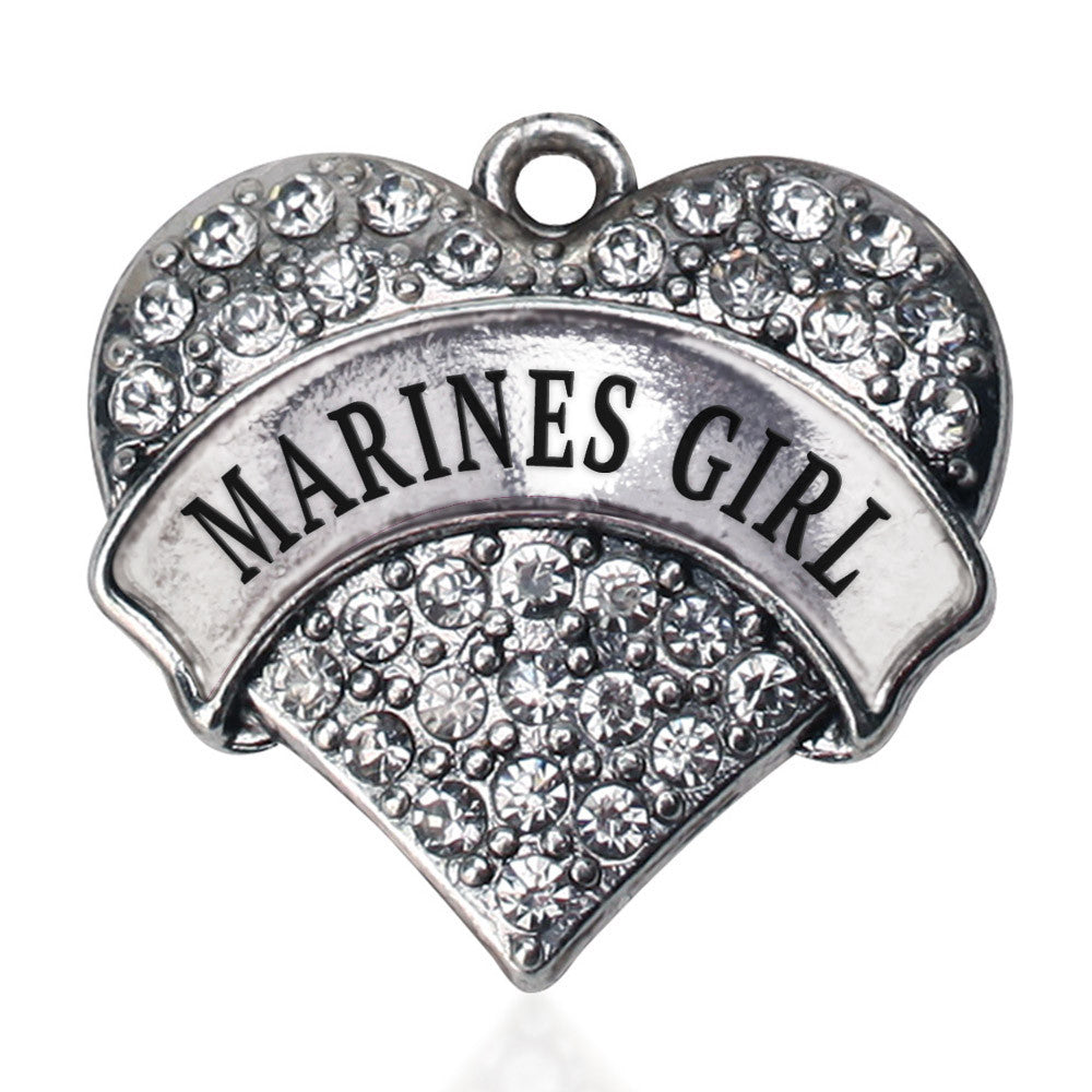 Marines Girl Pave Heart Charm