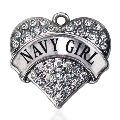 Navy Girl Pave Heart Charm