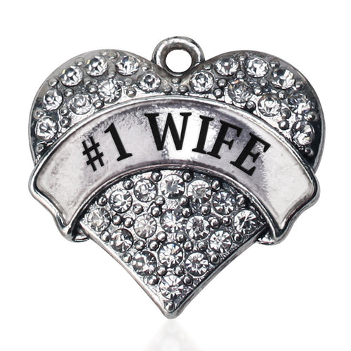 #1 Wife Pave Heart Charm