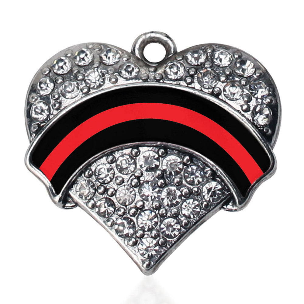 Fire Department Support Pave Heart Charm