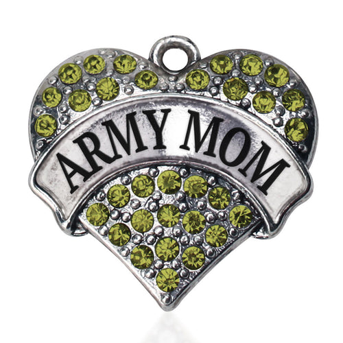 Army Mom Pave Heart Charm