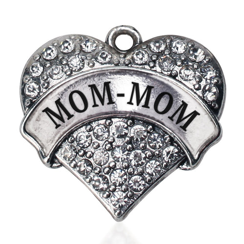 Mom-mom Pave Heart Charm