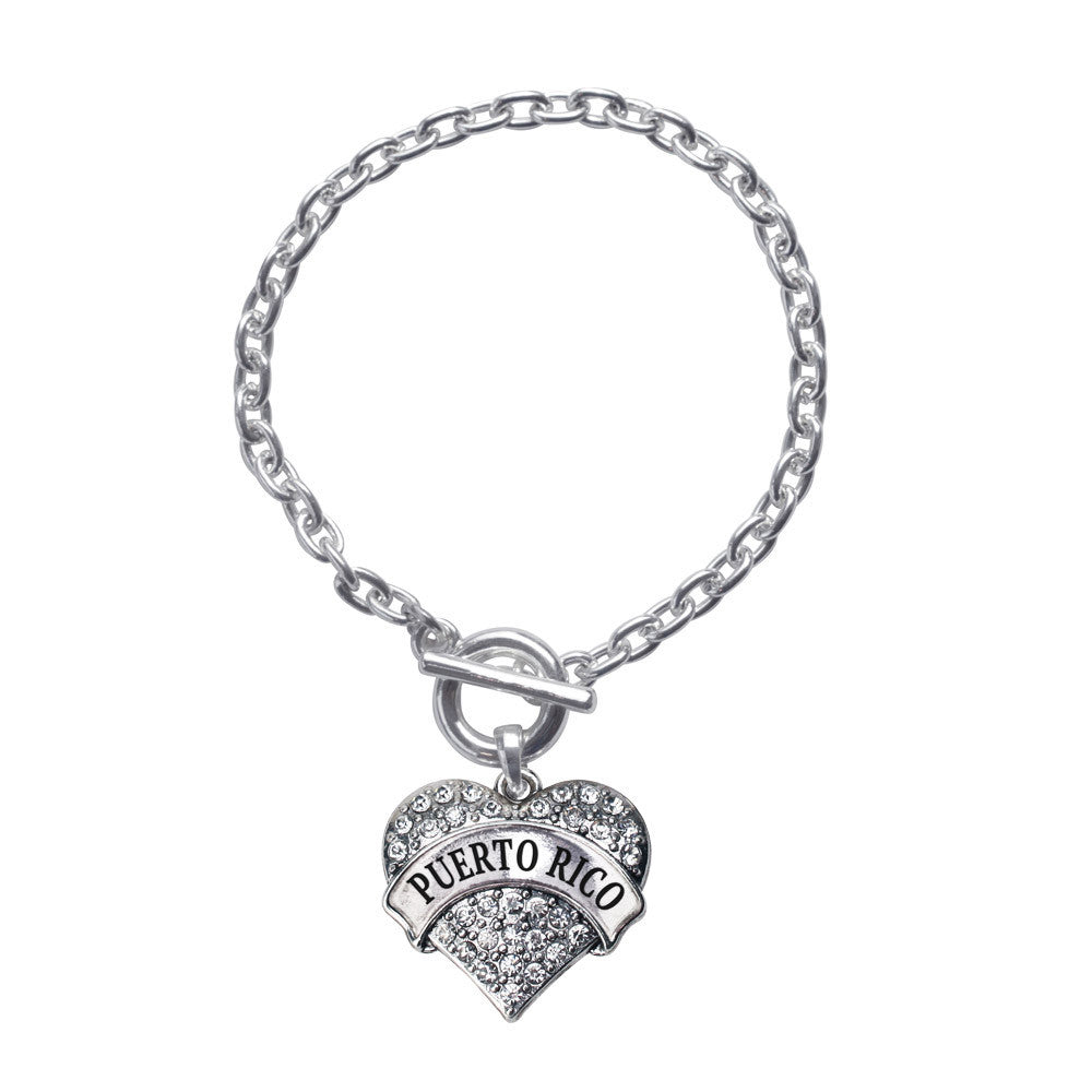 Puerto Rico Pave Heart Charm