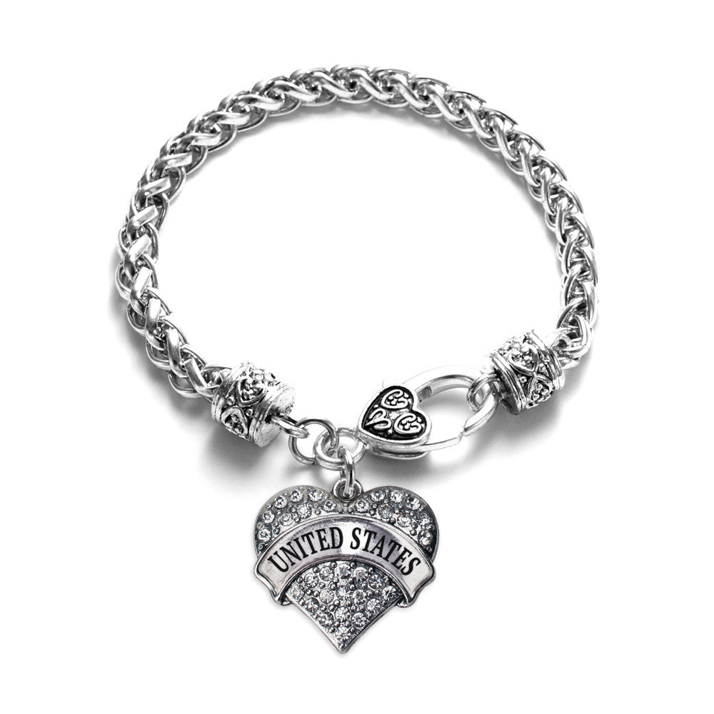 United States Pave Heart Charm
