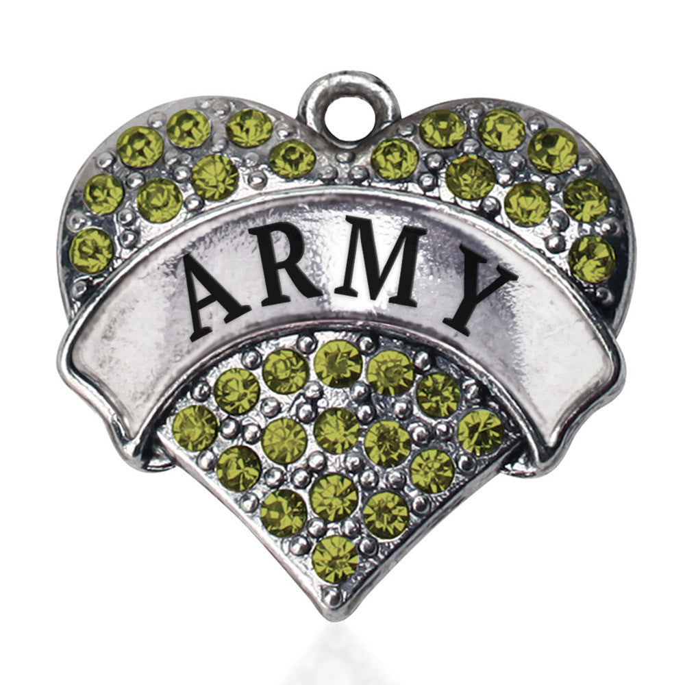 Army Pave Heart Charm