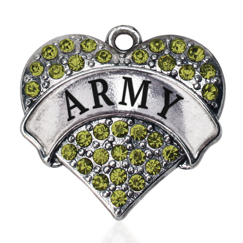 Army Pave Heart Charm