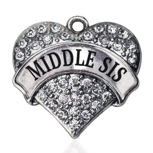 Middle Sis Pave Heart Charm