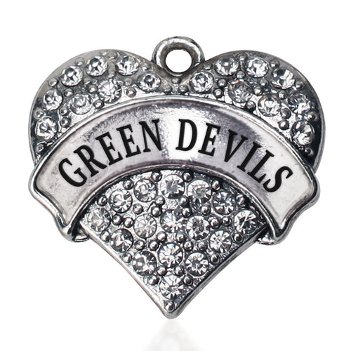 Green Devils Pave Heart Charm