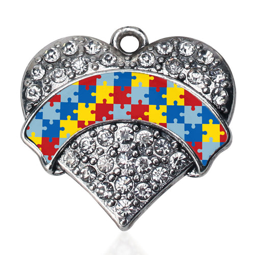 Autism Awareness Pave Heart Charm