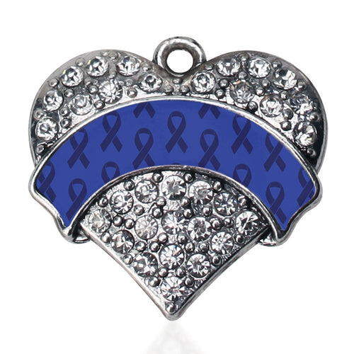 Blue Ribbon Support Pave Heart Charm