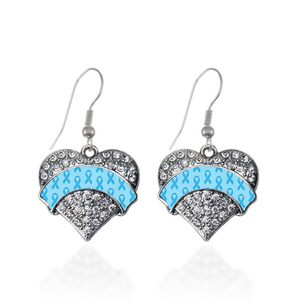 Light Blue Ribbon Support Pave Heart Charm