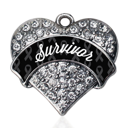 Black Survivor  Pave Heart Charm