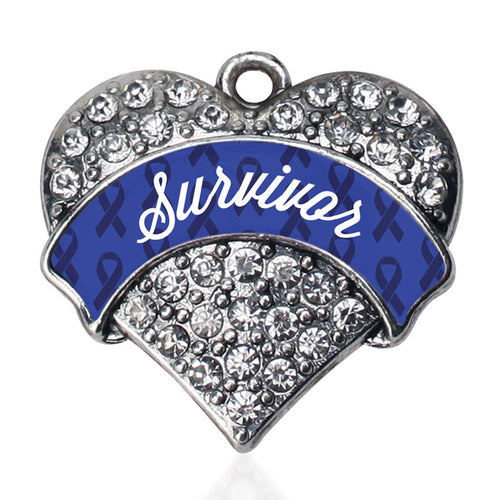Blue Survivor  Pave Heart Charm