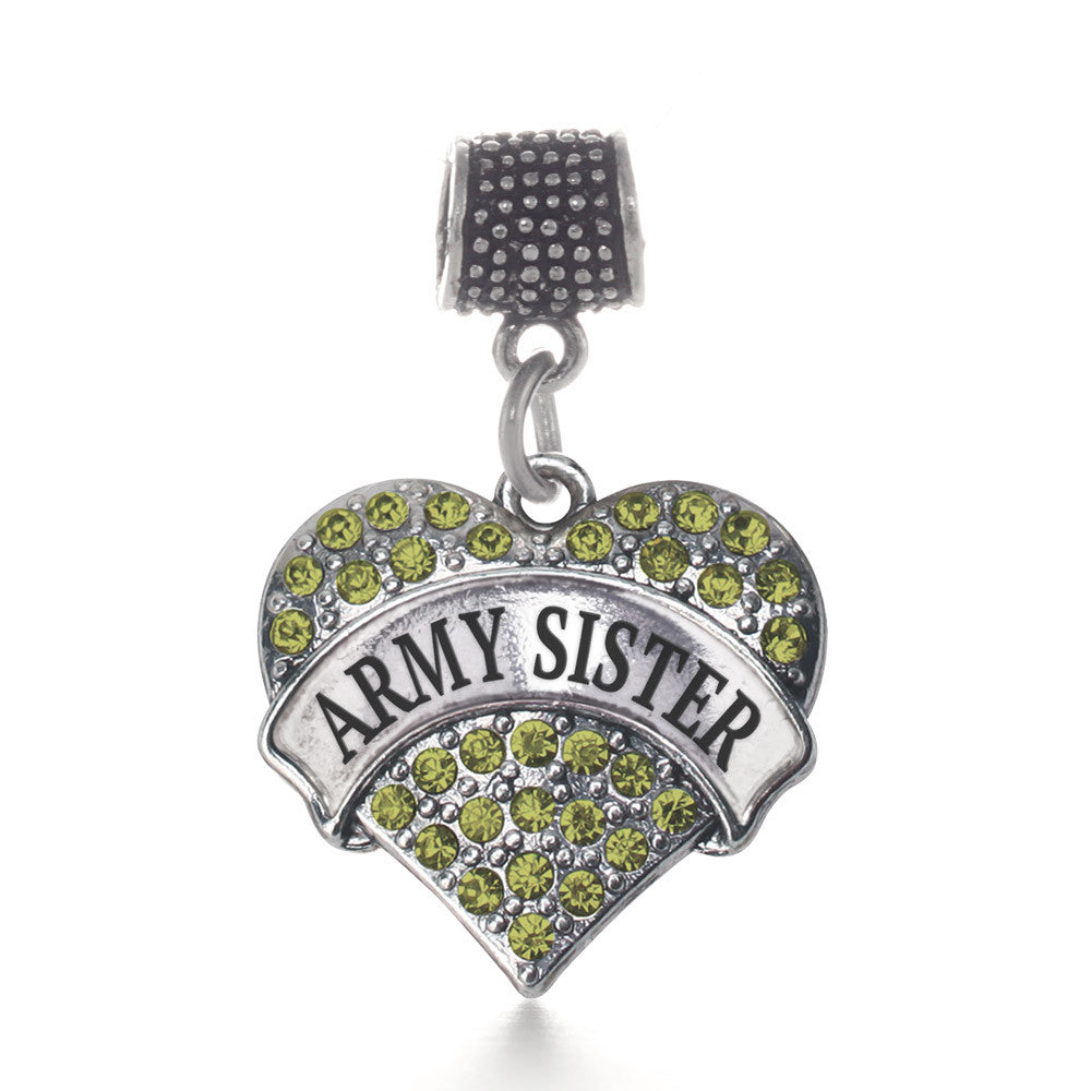 Army Sister Pave Heart Charm