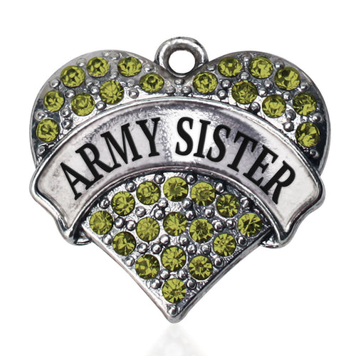 Army Sister Pave Heart Charm