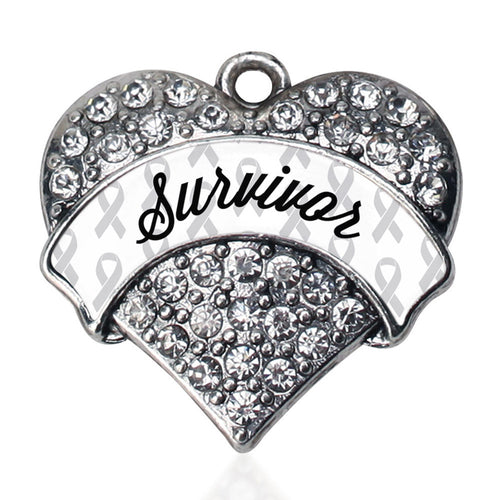 White Survivor  Pave Heart Charm