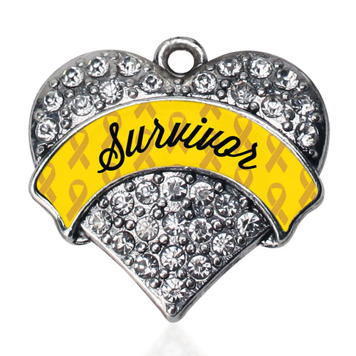 Yellow Survivor Pave Heart Charm