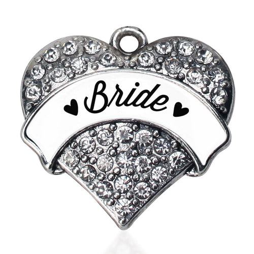Black and White Bride Pave Heart Charm