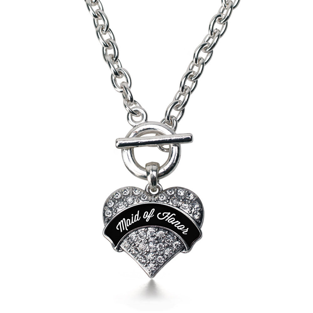 Black and White Maid of Honor Pave Heart Charm