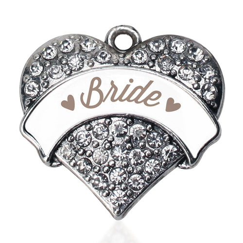 Brown and White Bride Pave Heart Charm