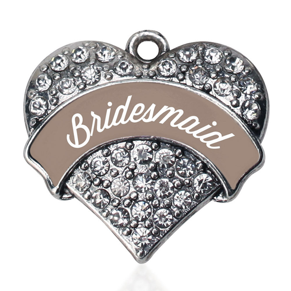 Brown and White Bridesmaid Pave Heart Charm
