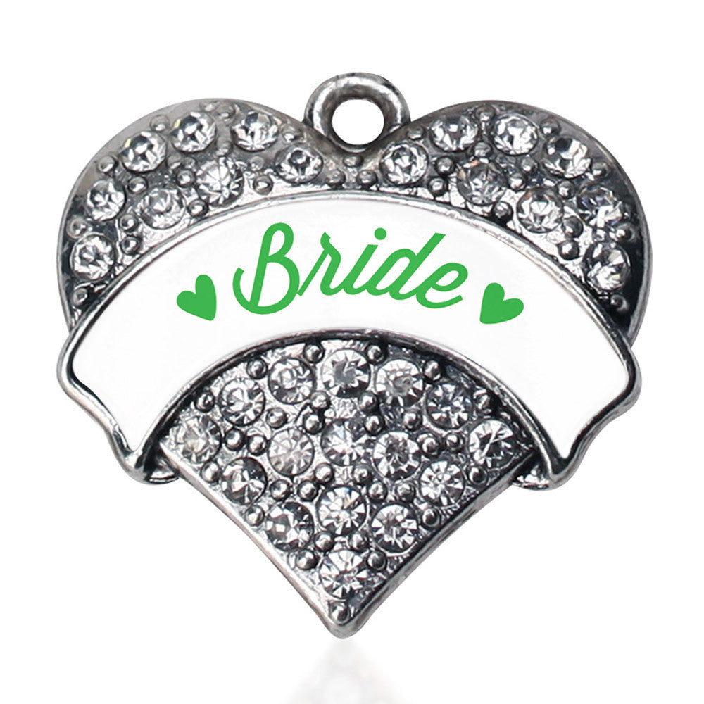 Emerald Green Bride Pave Heart Charm