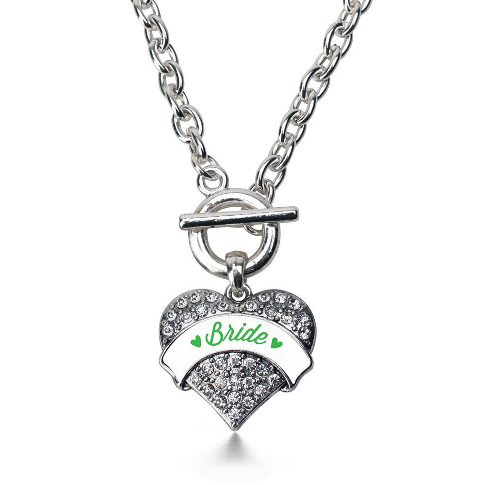 Emerald Green Bride Pave Heart Charm