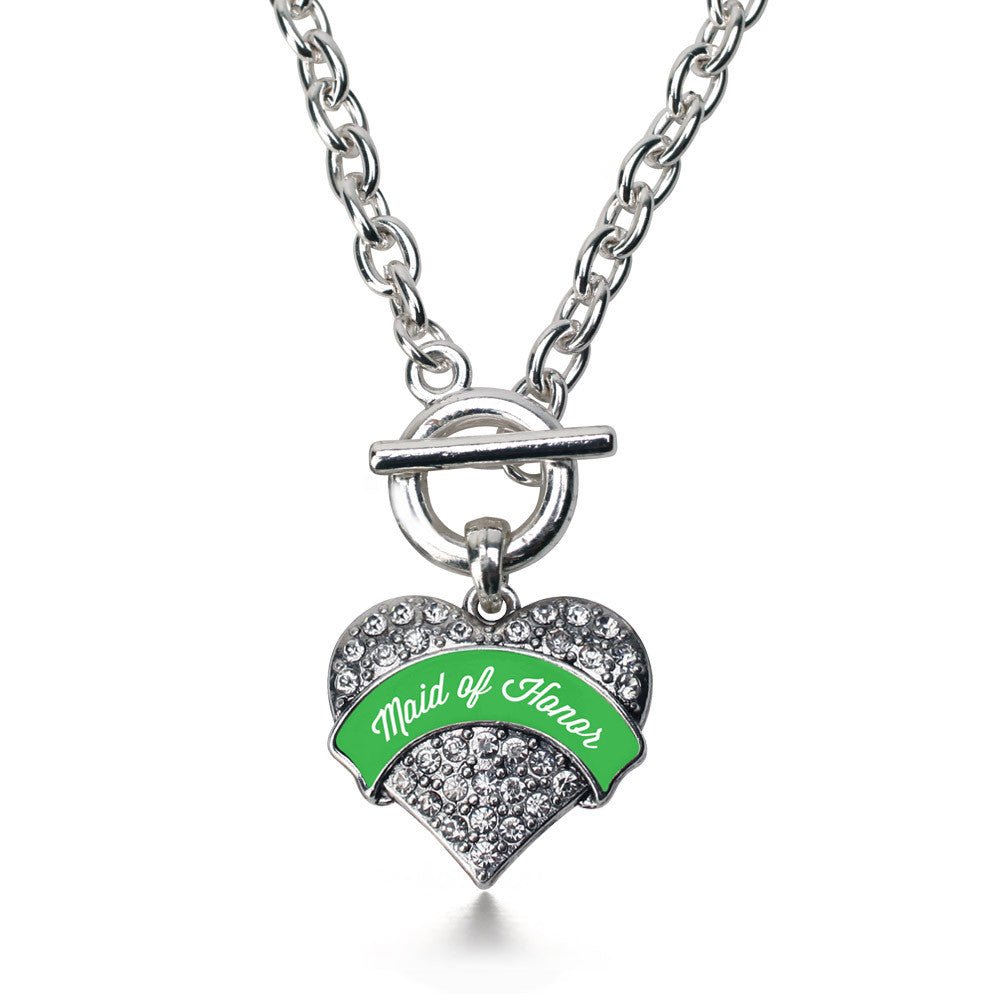 Emerald Green Maid of Honor Pave Heart Charm