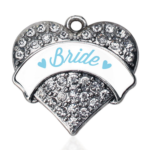 Light Blue Bride Pave Heart Charm