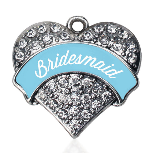 Light Blue Bridesmaid Pave Heart Charm