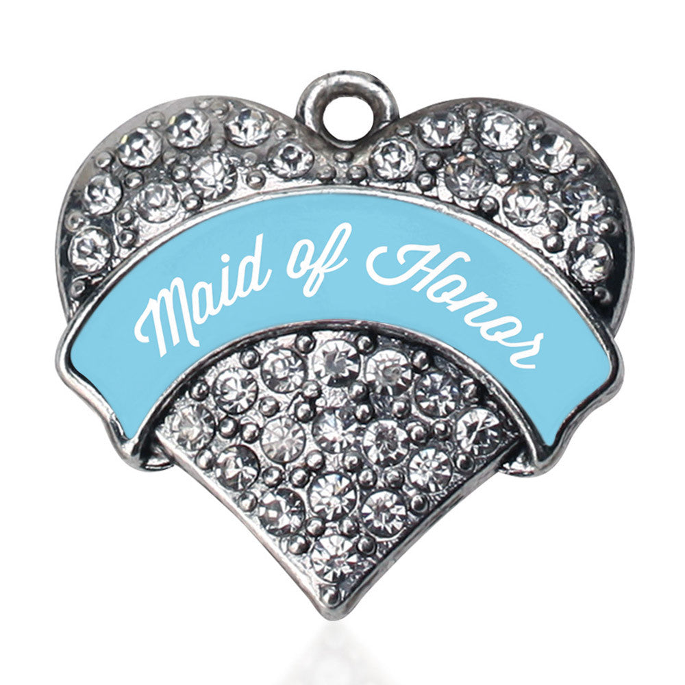 Light Blue Maid of Honor Pave Heart Charm