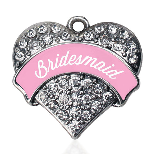 Light Pink Bridesmaid Pave Heart Charm