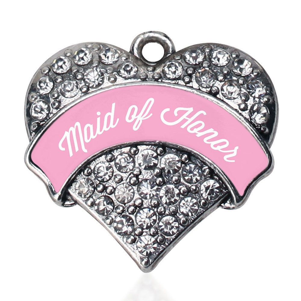 Light Pink Maid of Honor  Pave Heart Charm