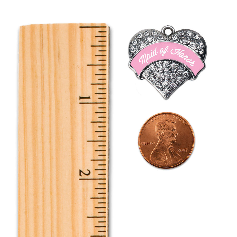 Light Pink Maid of Honor  Pave Heart Charm