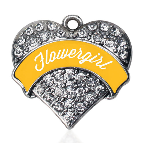 Marigold Flower Girl  Pave Heart Charm
