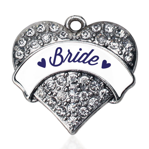 Navy Blue Bride  Pave Heart Charm