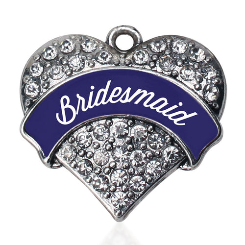 Navy Blue Bridesmaid  Pave Heart Charm