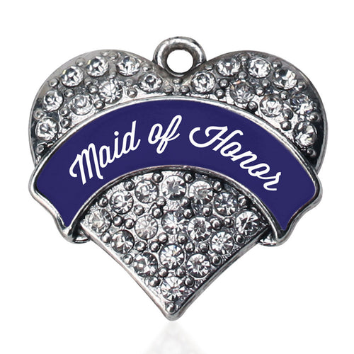 Navy Blue Maid of Honor Pave Heart Charm