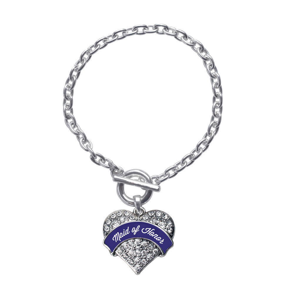Navy Blue Maid of Honor Pave Heart Charm